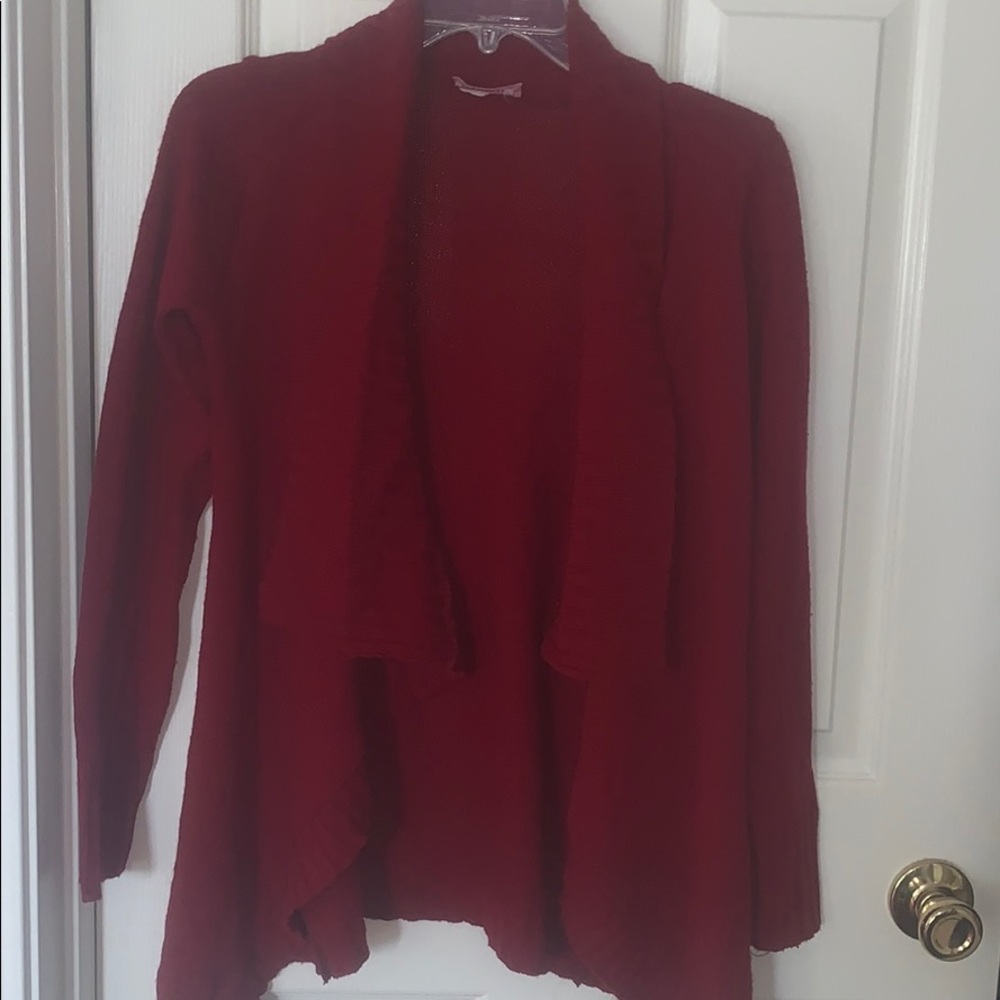 Red sweater cardigan